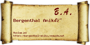 Bergenthal Anikó névjegykártya